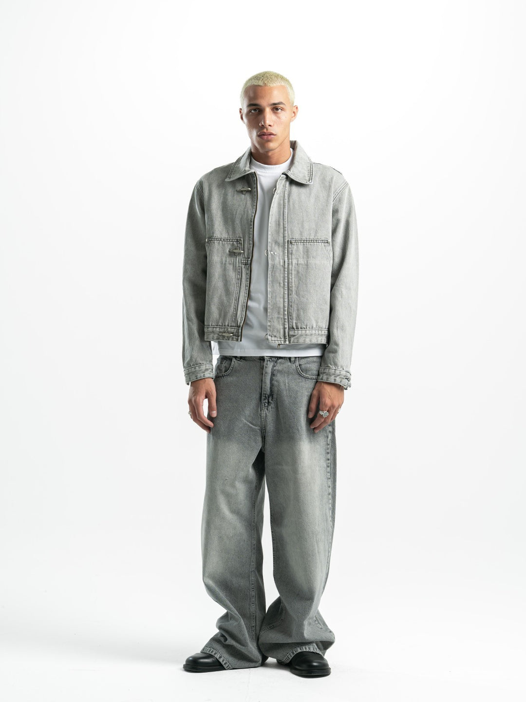 Clasp Denim Jacket – Washed Grey
