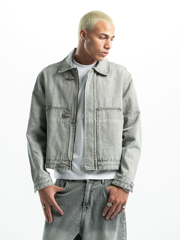 Clasp Denim Jacket – Washed Grey