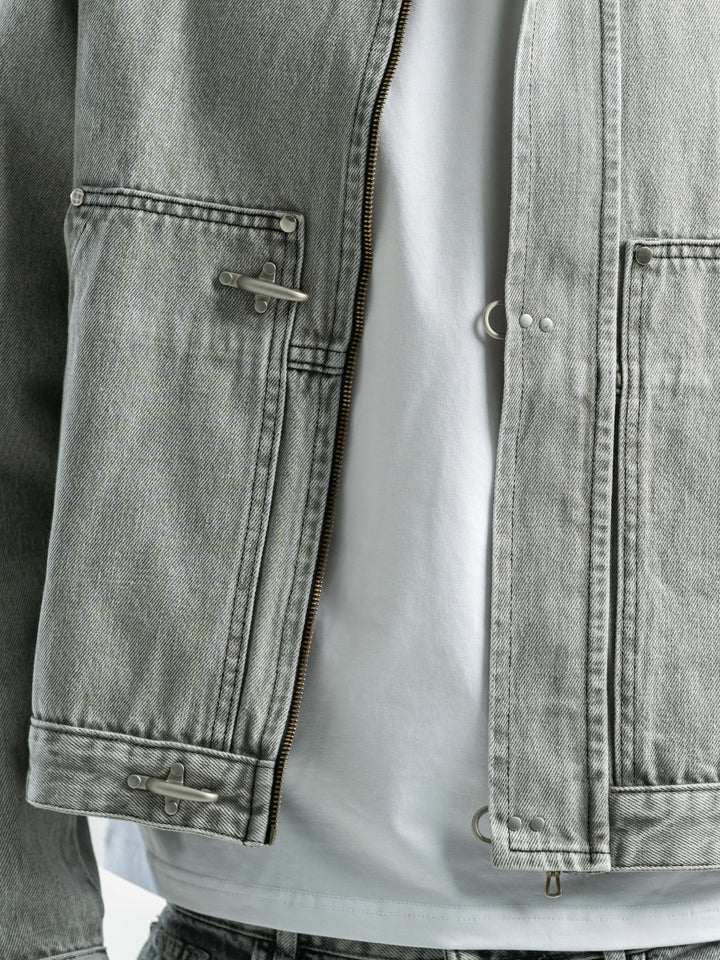 Clasp Denim Jacket – Washed Grey