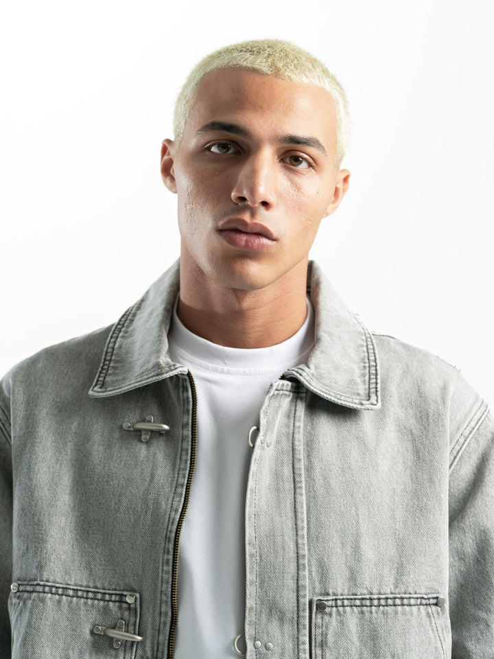 Clasp Denim Jacket – Washed Grey