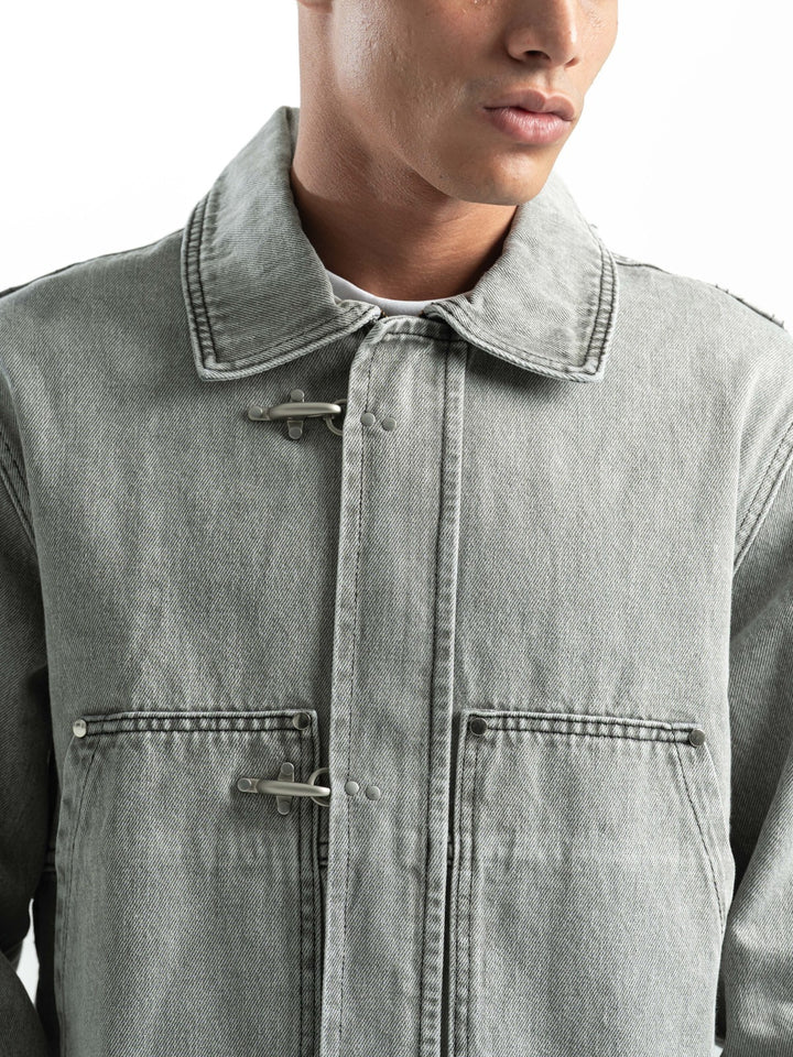Clasp Denim Jacket – Washed Grey