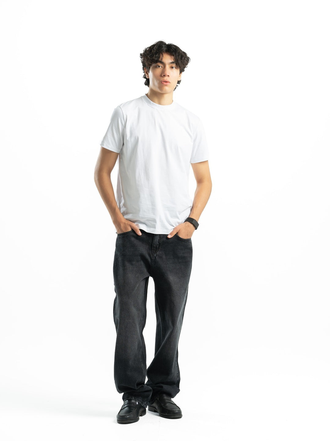 Wide Leg Jeans – Washed Black