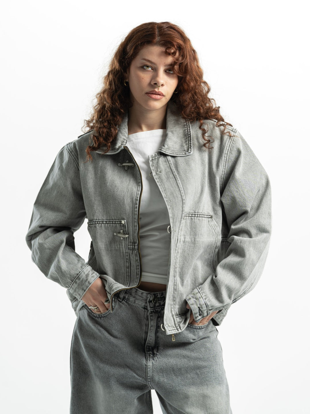 Clasp Denim Jacket – Washed Grey