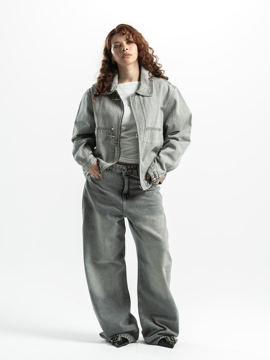 Clasp Denim Jacket – Washed Grey