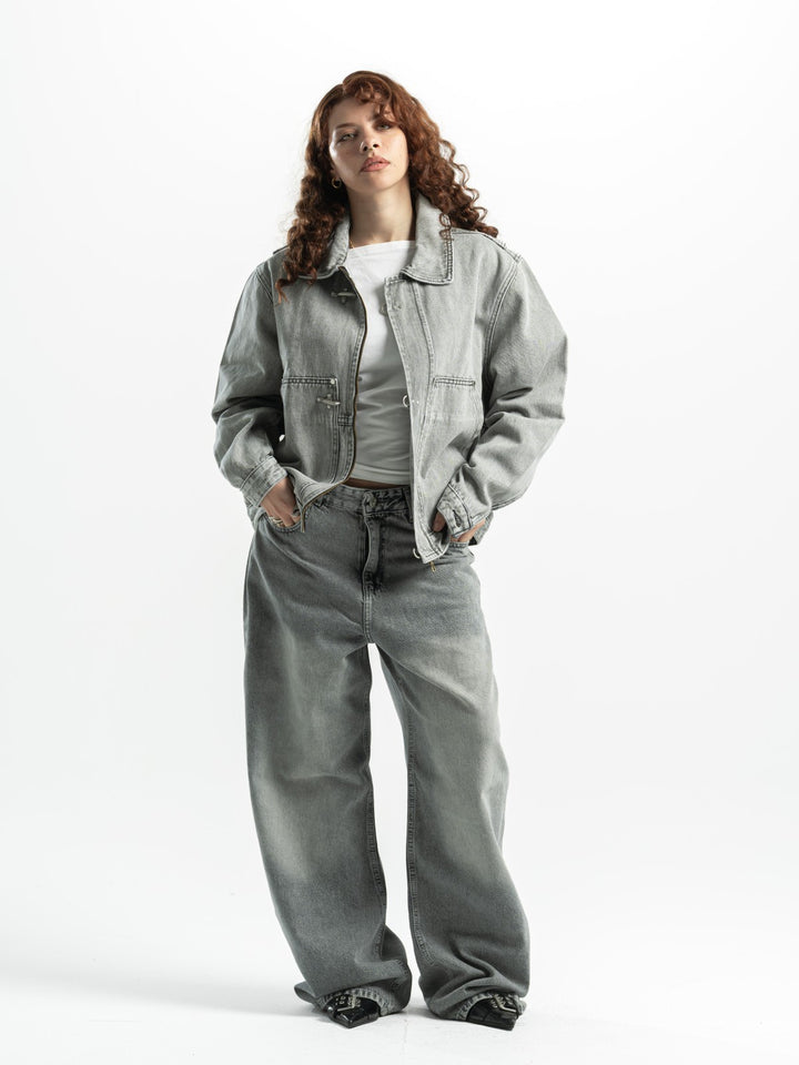 Clasp Denim Jacket – Washed Grey