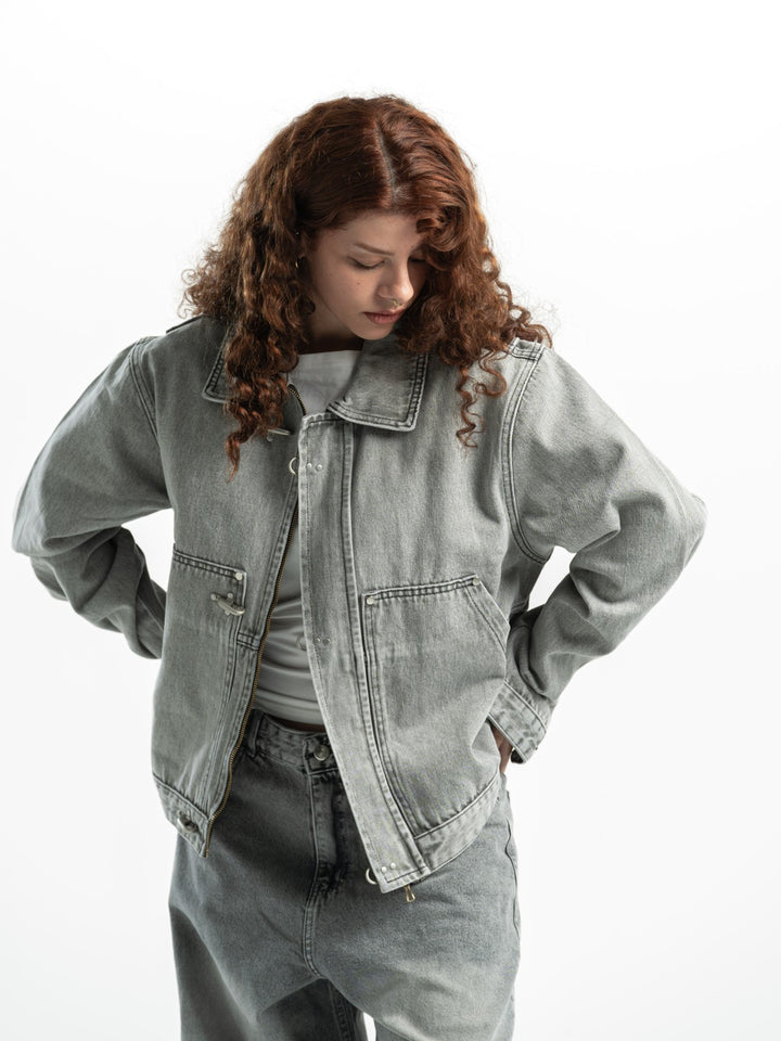 Clasp Denim Jacket – Washed Grey