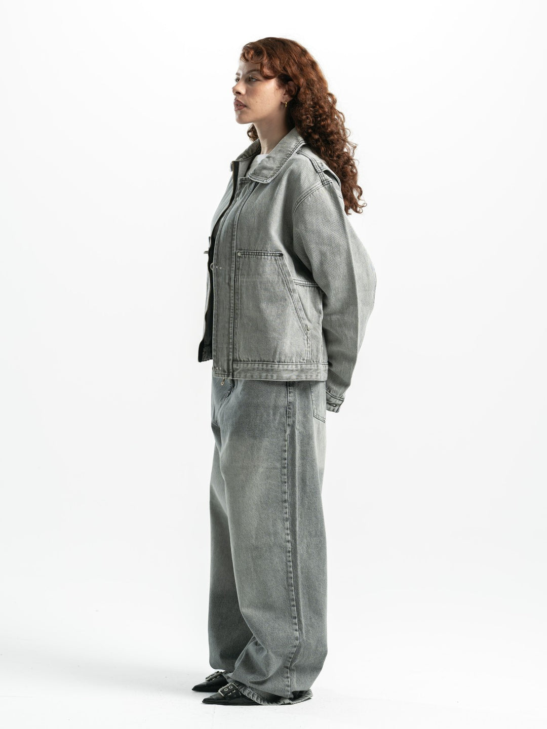 Clasp Denim Jacket – Washed Grey