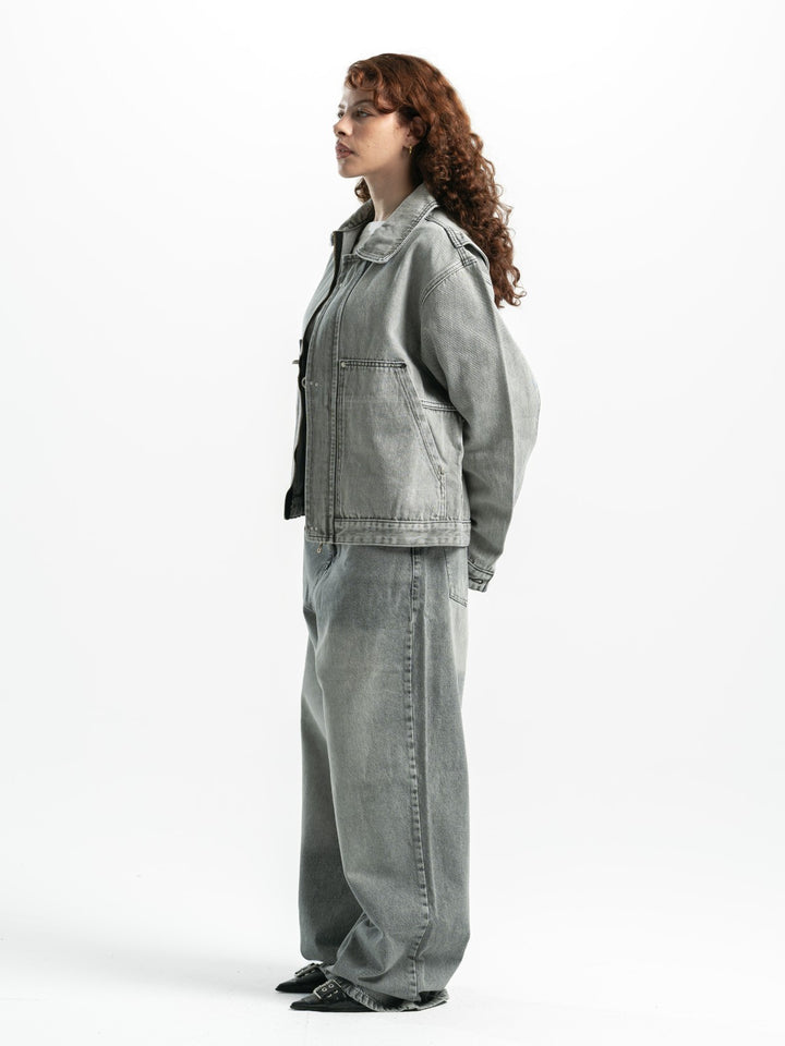 Clasp Denim Jacket – Washed Grey