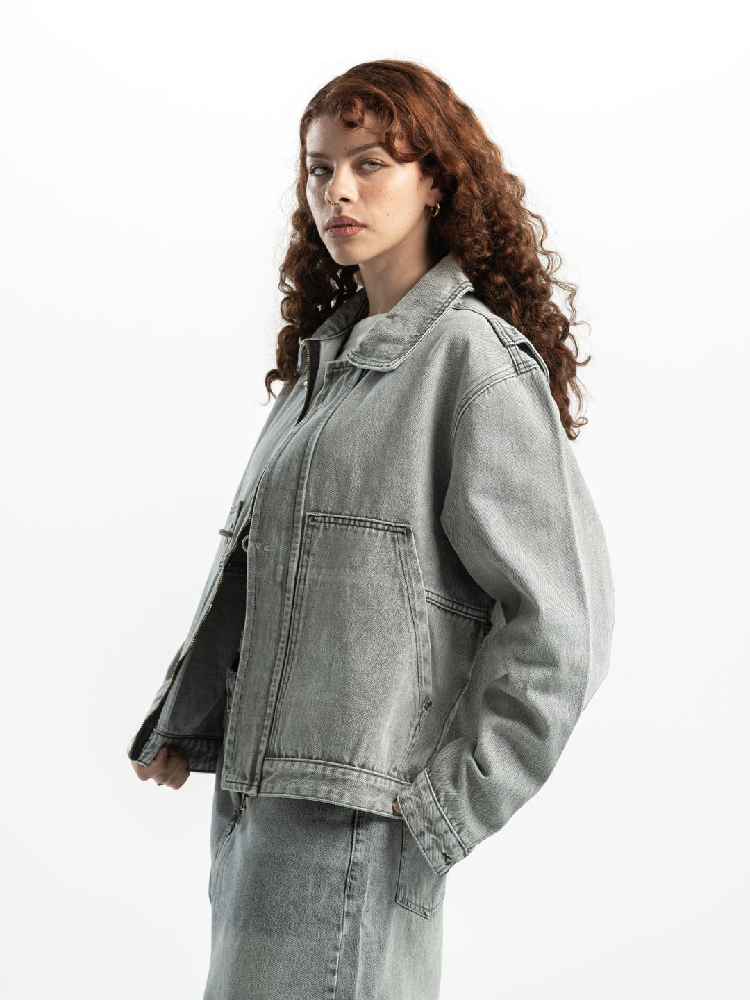 Clasp Denim Jacket – Washed Grey
