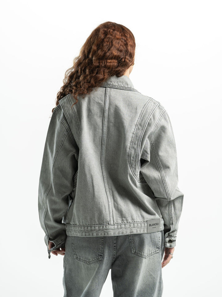 Clasp Denim Jacket – Washed Grey