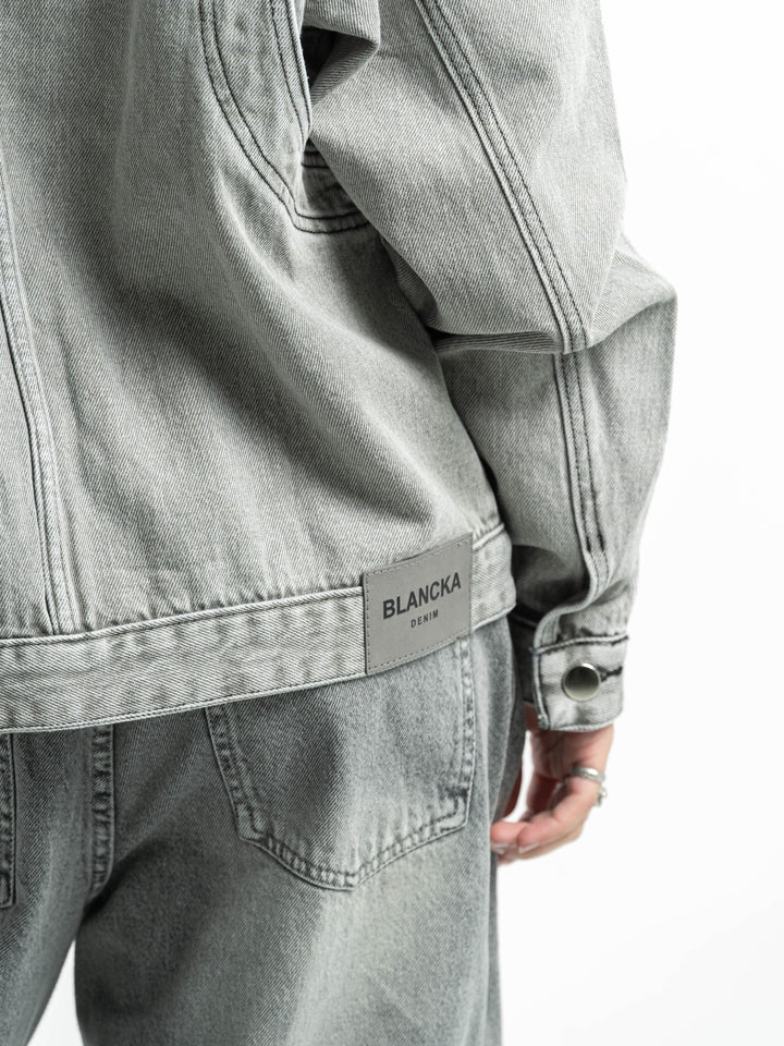 Clasp Denim Jacket – Washed Grey