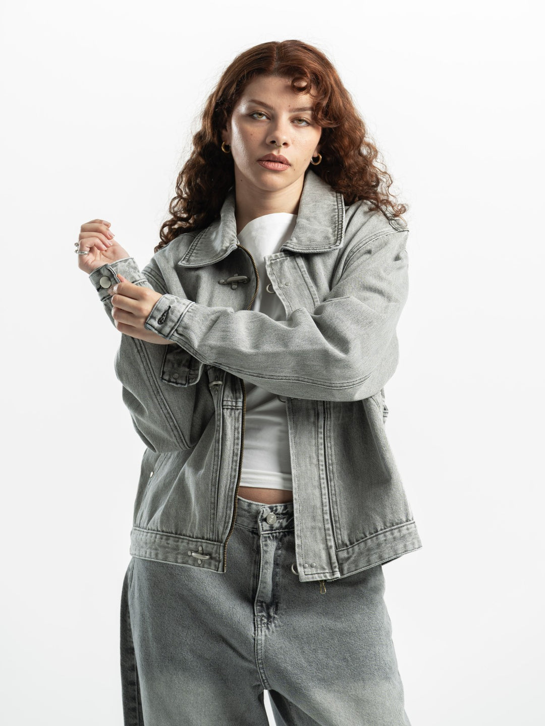 Clasp Denim Jacket – Washed Grey