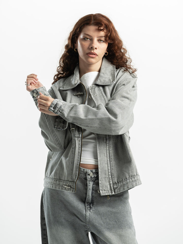 Clasp Denim Jacket – Washed Grey