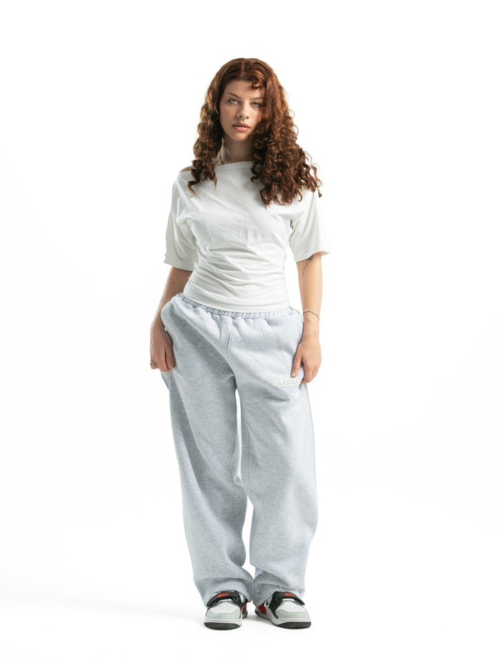 One Line Wide Leg Sweatpants – Light Grey