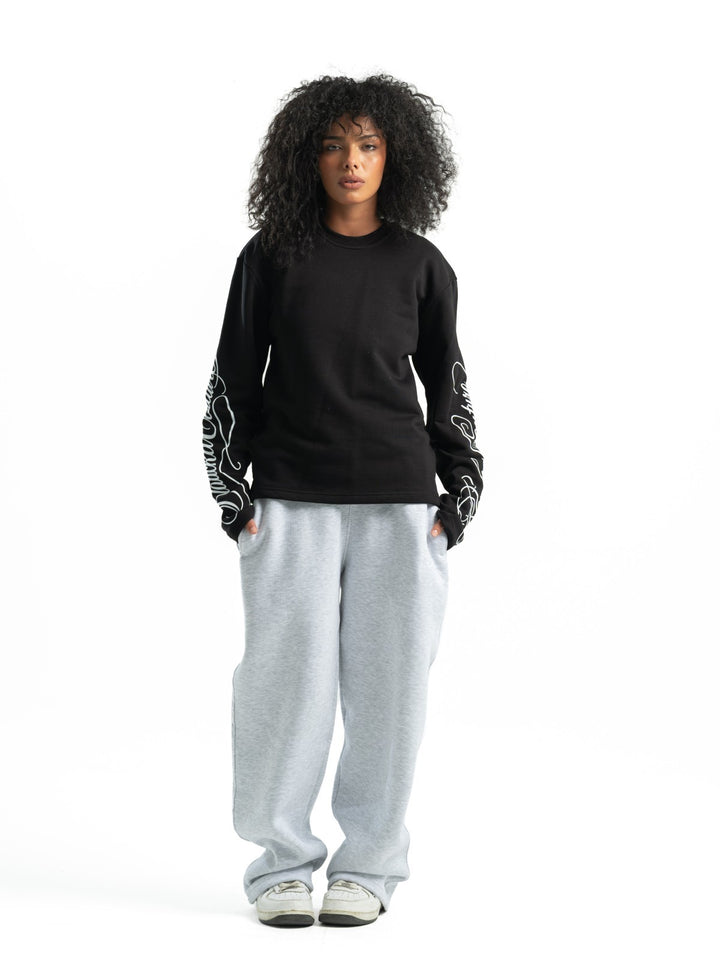 Textured print longsleeve - Black