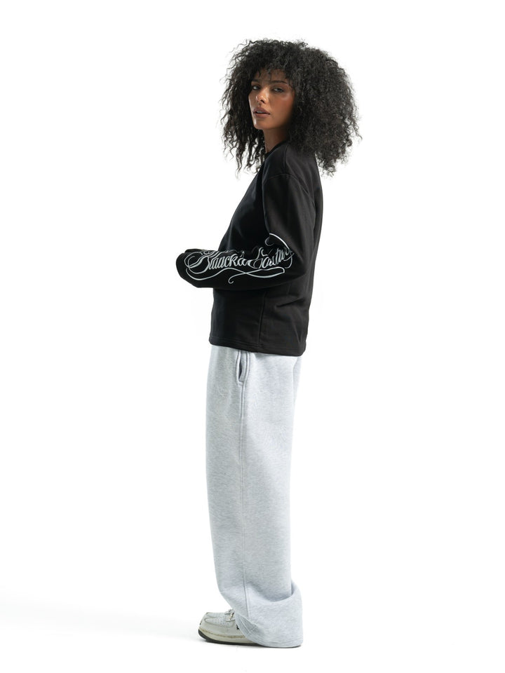 Textured print longsleeve - Black