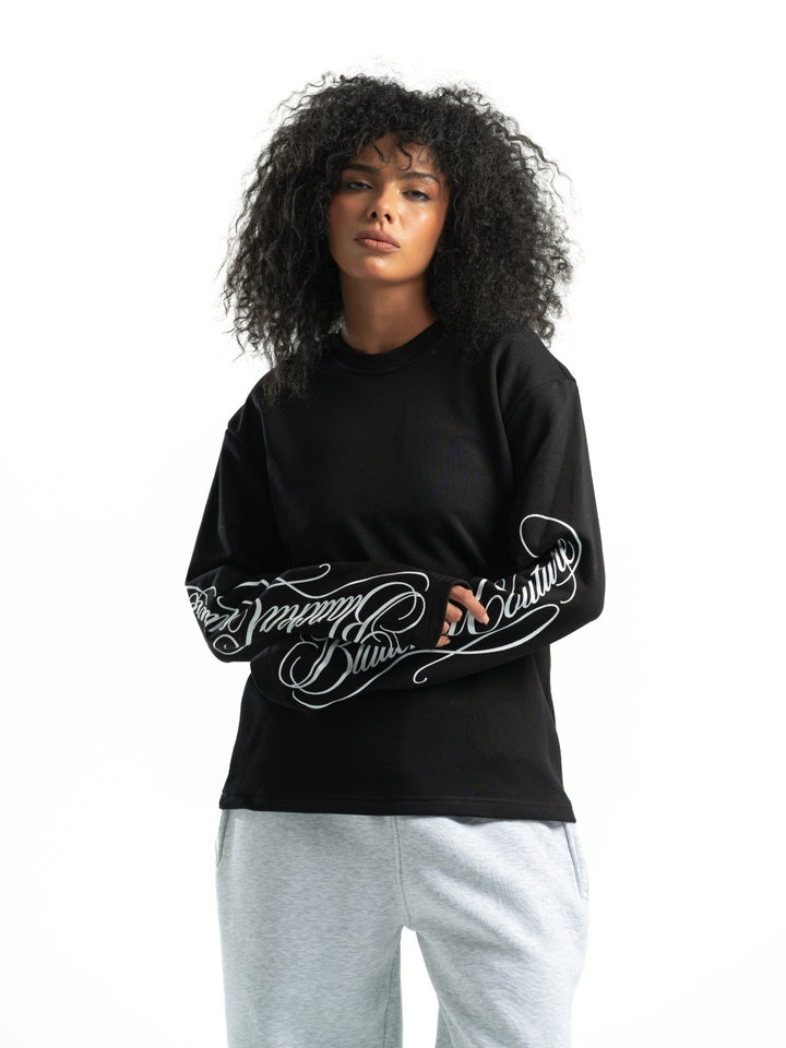 Textured print longsleeve - Black