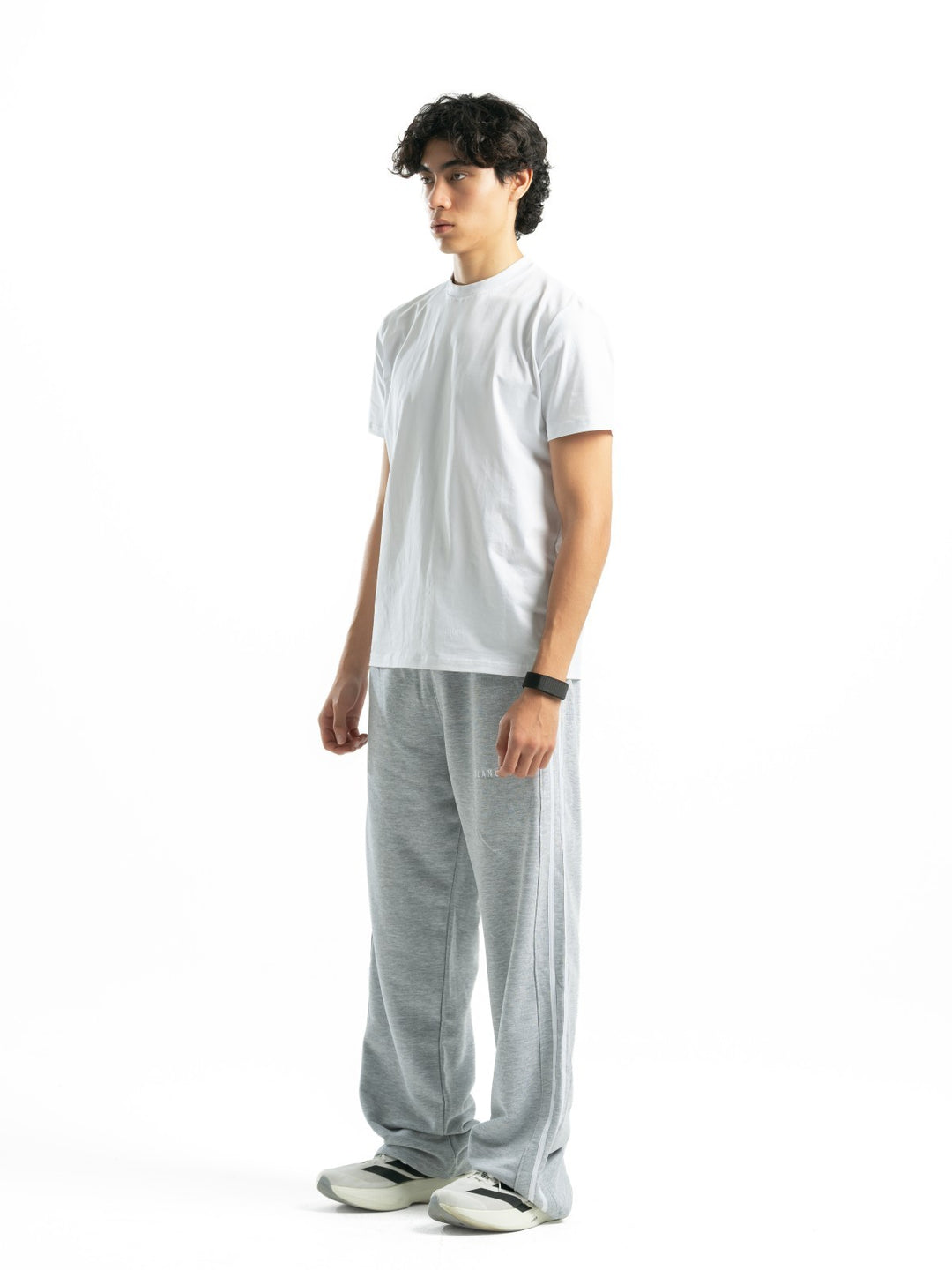 Stripe Track Wide Leg Pants – Grey
