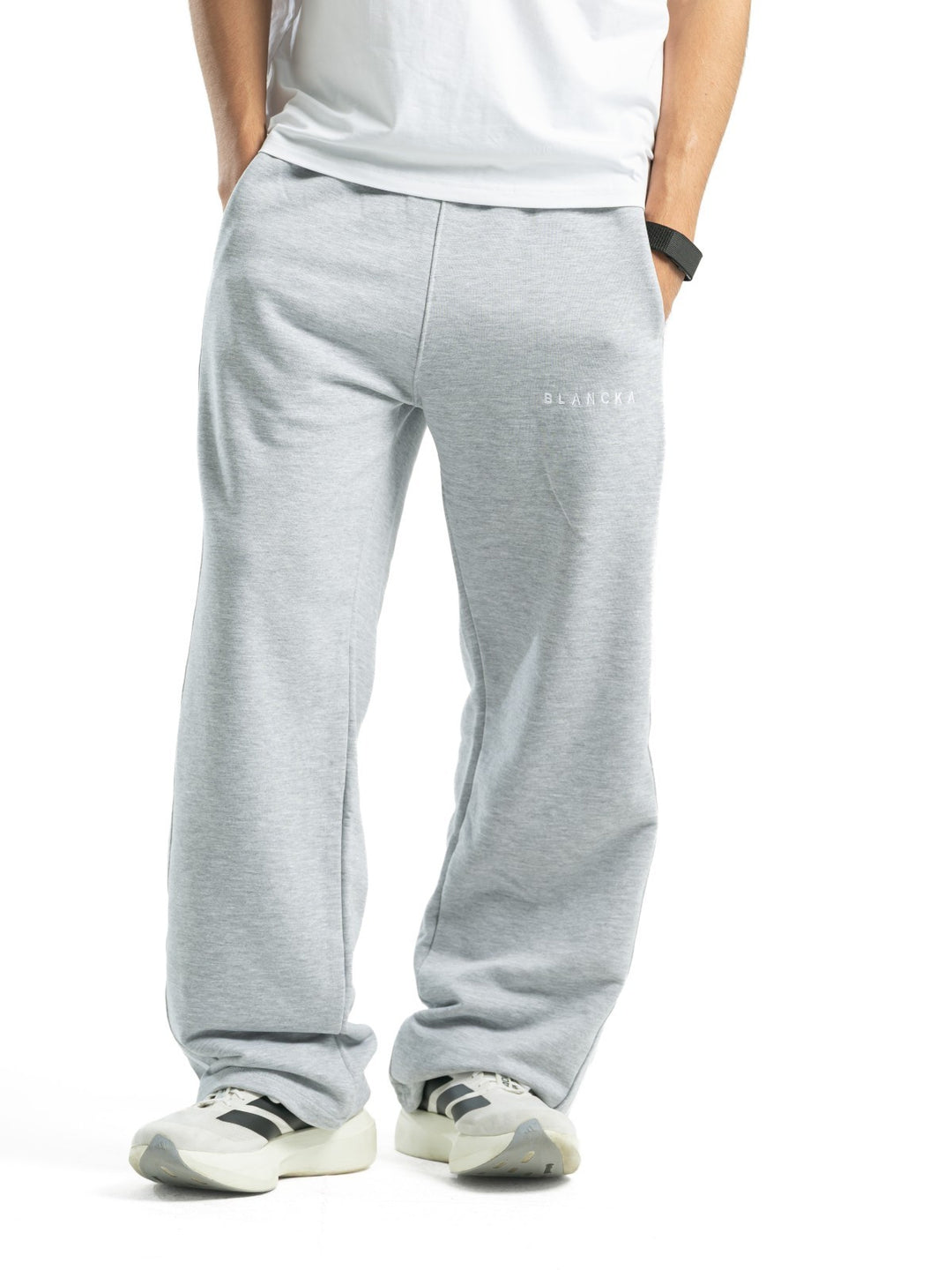 Stripe Track Wide Leg Pants – Grey