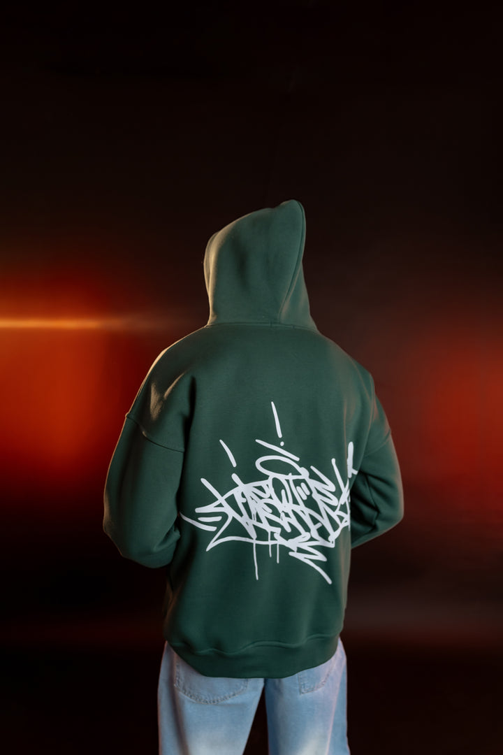 BLANCKA Graffiti Back Hoodie – Forest Green