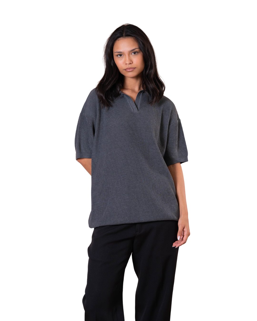 Knitted Polo - Gray