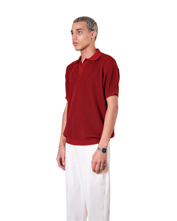 Knitted Polo - Red
