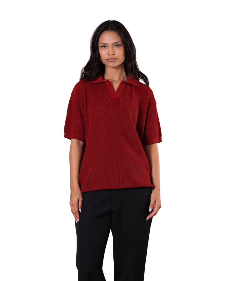 Knitted Polo - Red