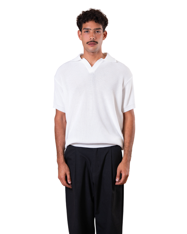 Knitted Polo - White