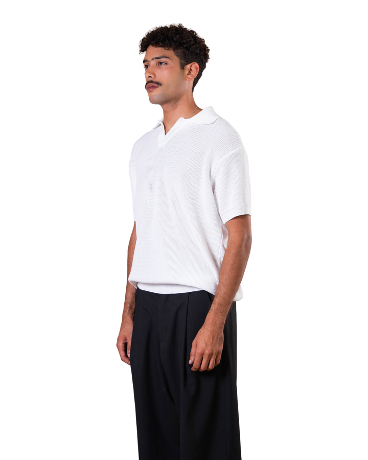 Knitted Polo - White