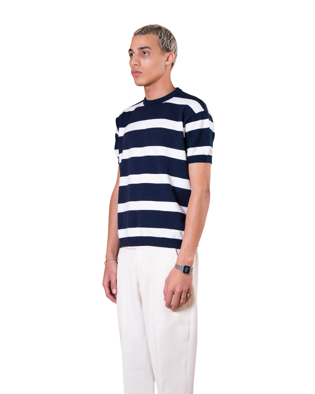 knitted striped - Navy