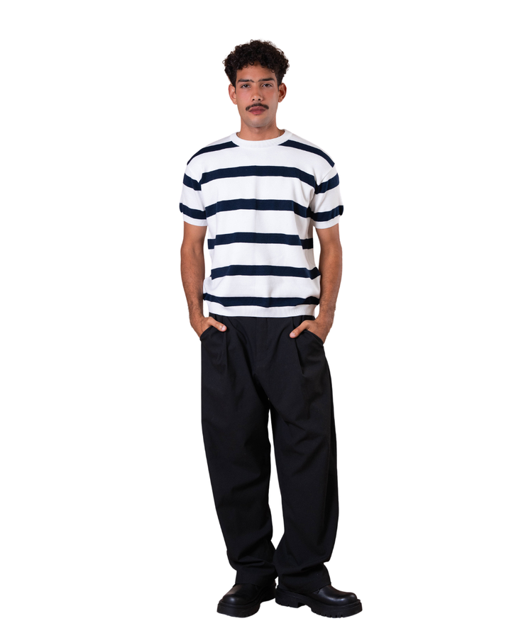 knitted striped - White