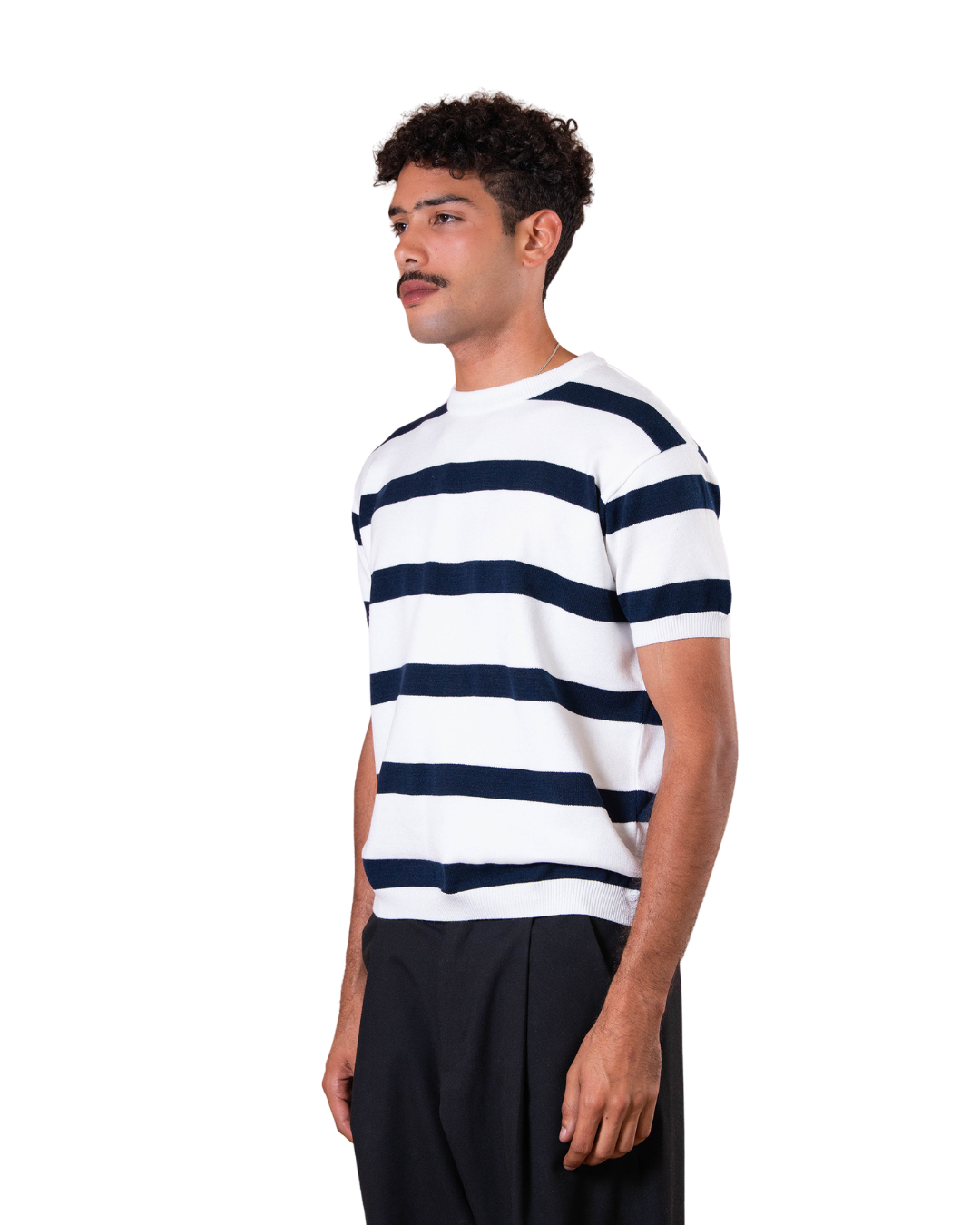 knitted striped - White