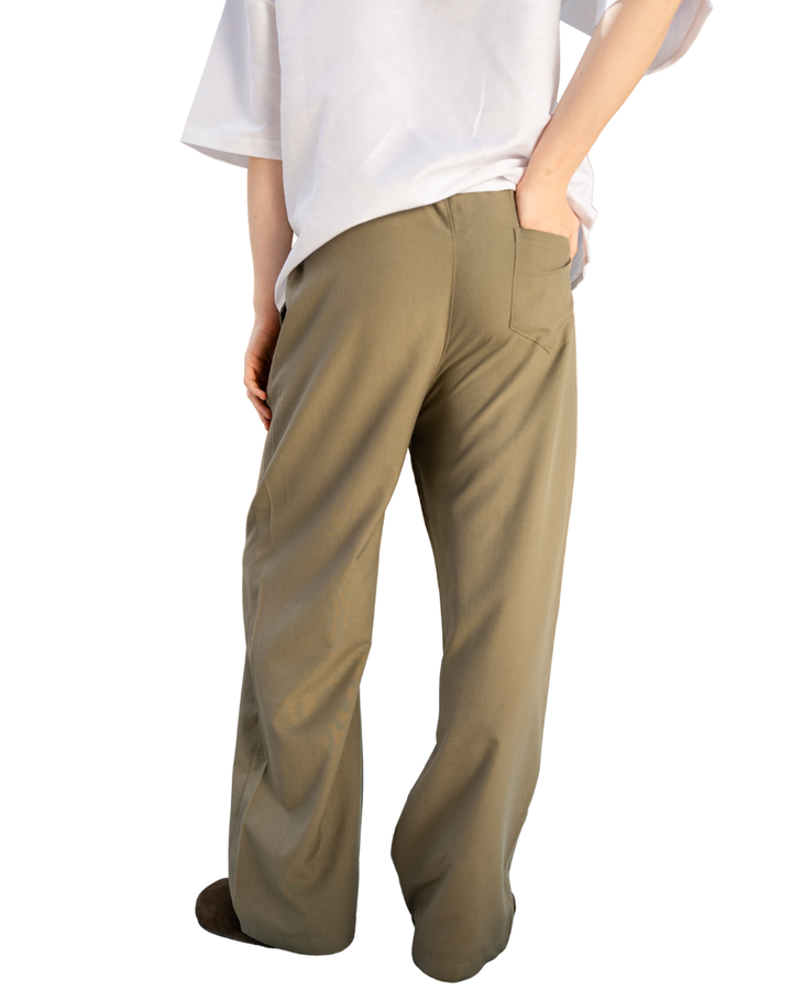 Linen Wide-Leg Pants - Olive