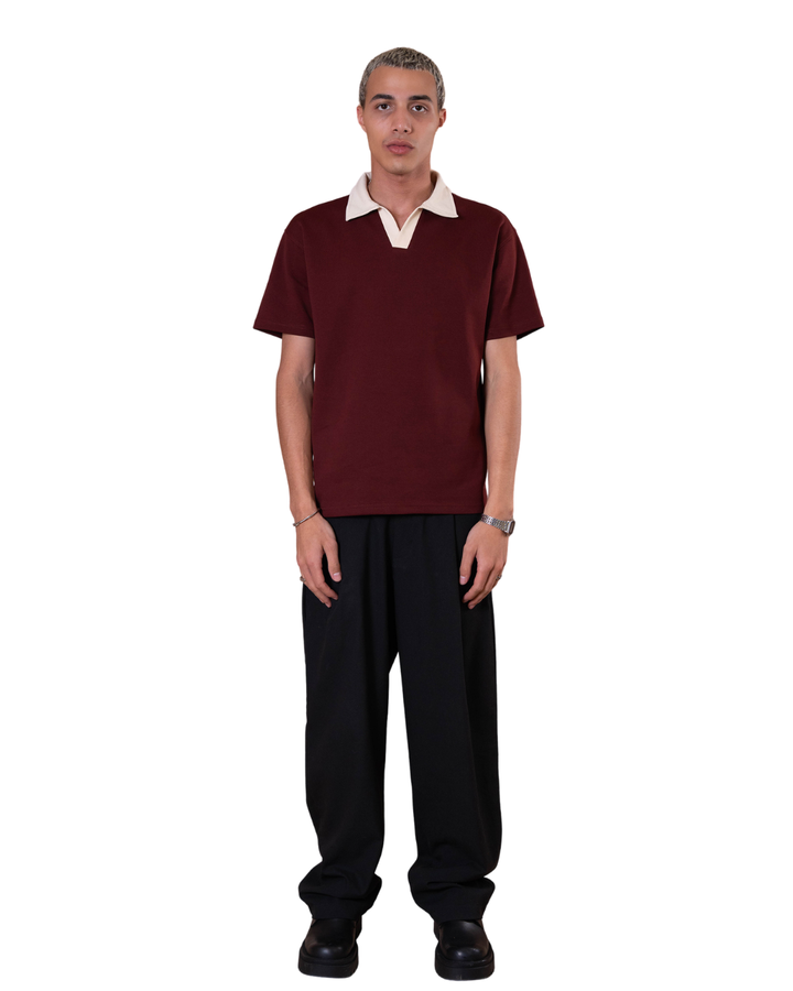Contrast Polo - Burgandy