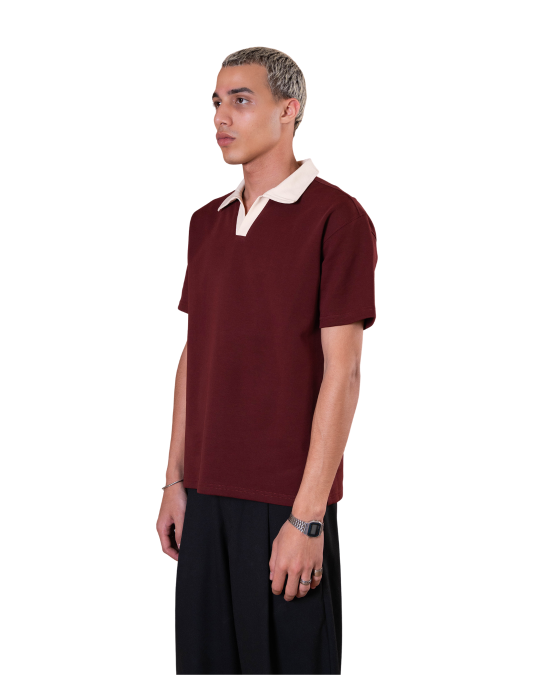 Contrast Polo - Burgandy