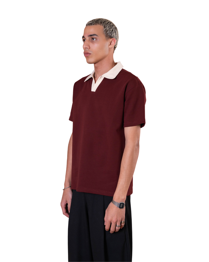 Contrast Polo - Burgandy