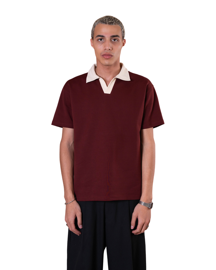 Contrast Polo - Burgandy