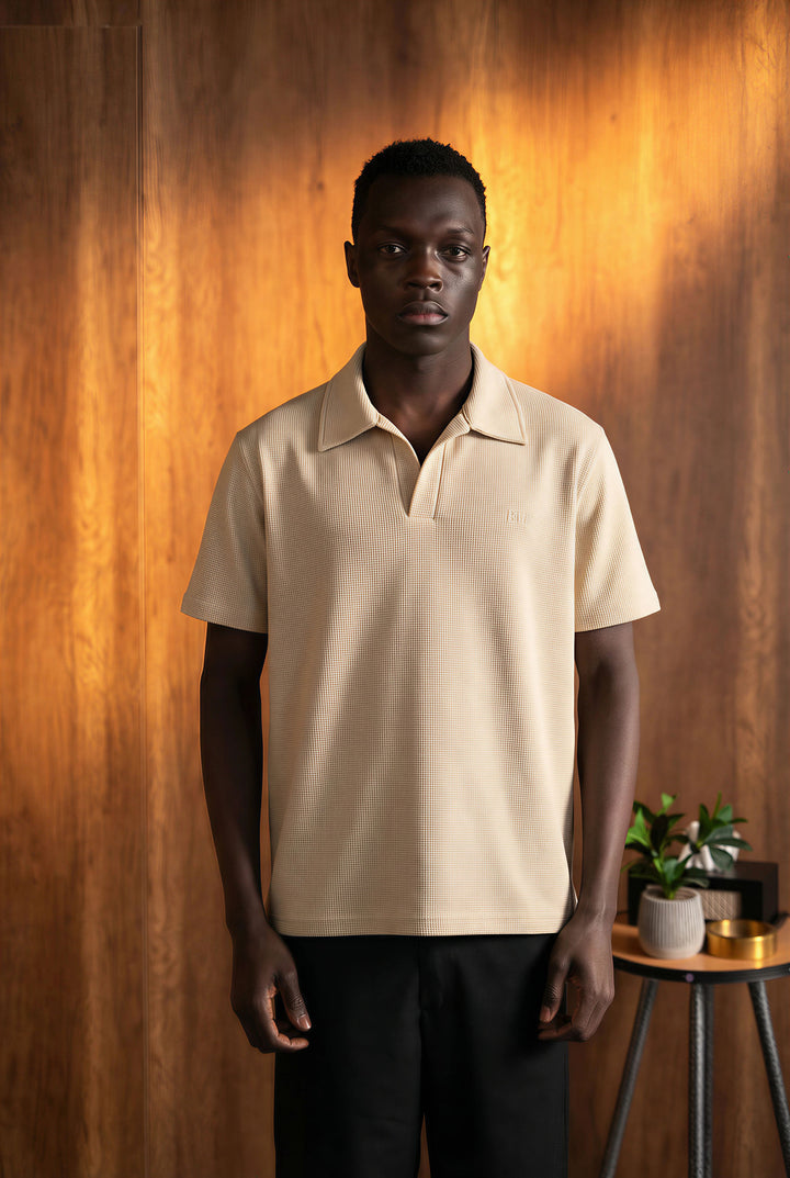Biscuit Collar Tee – Beige