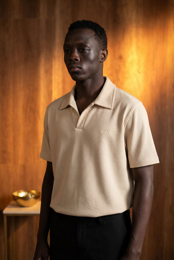 Biscuit Collar Tee – Beige