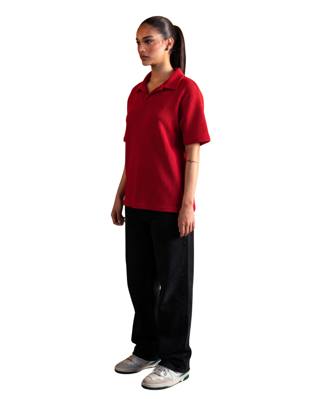 Biscuit Collar Tee - Red