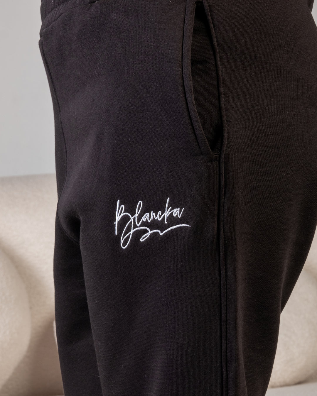 Wide-Leg Sweatpants - Black