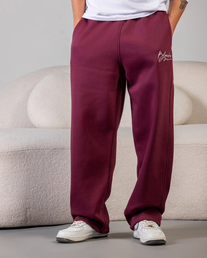 Wide-Leg Sweatpants – Burgundy