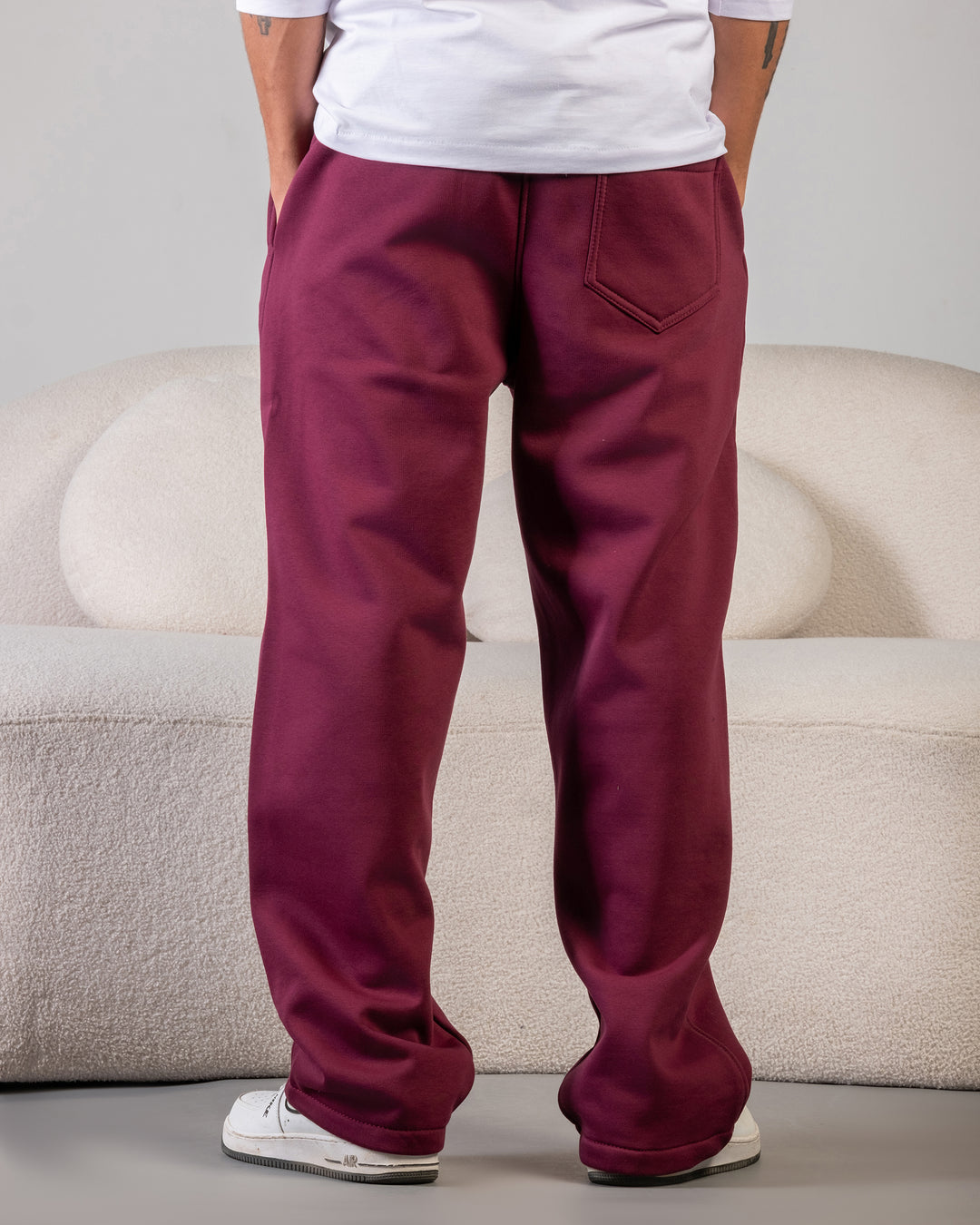 Wide-Leg Sweatpants – Burgundy