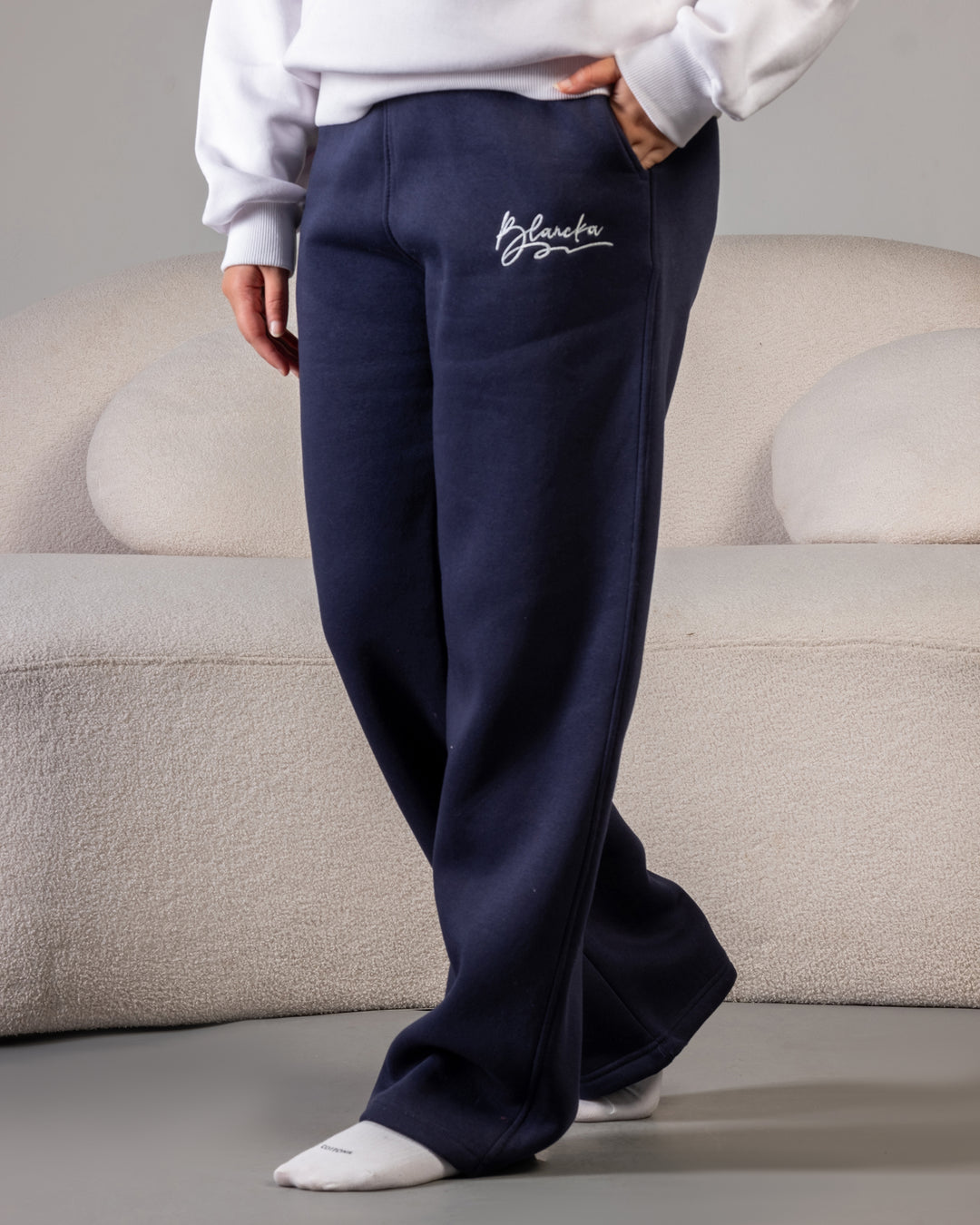Wide-Leg Sweatpants – Navy