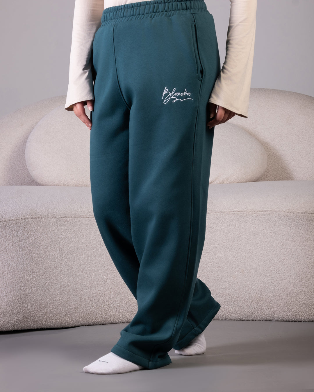 Wide-Leg Sweatpants – Olive