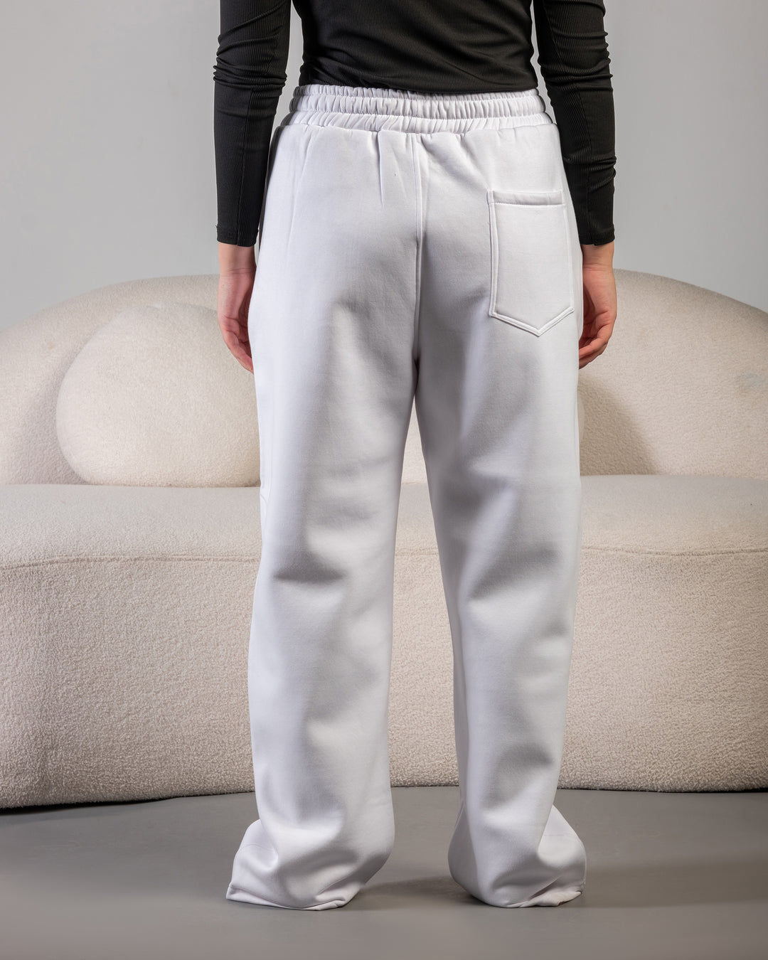Wide-Leg Sweatpants – White