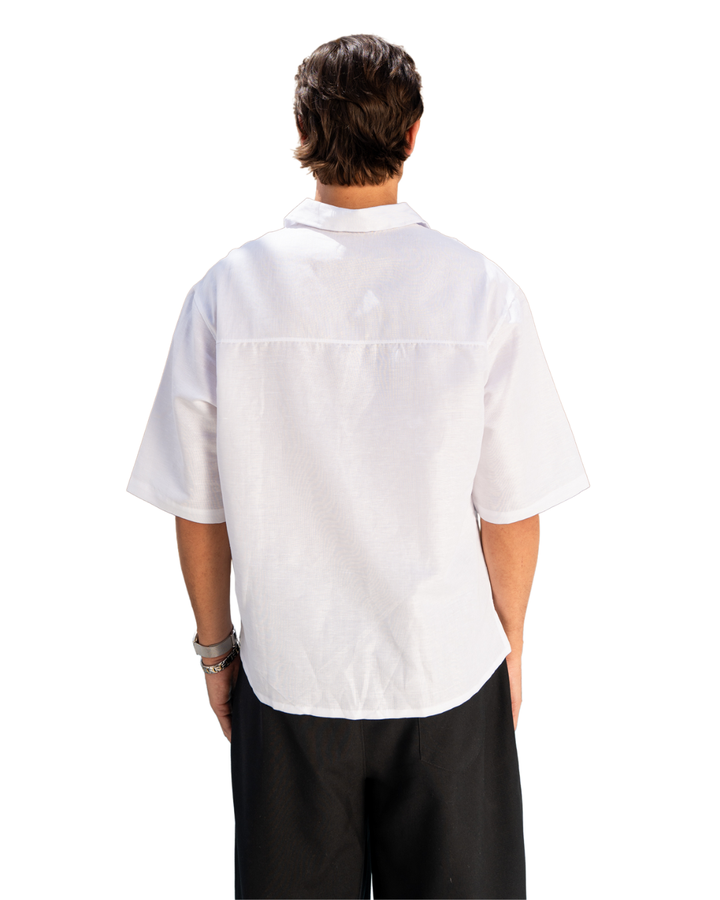 Linen Oversized Polo - White